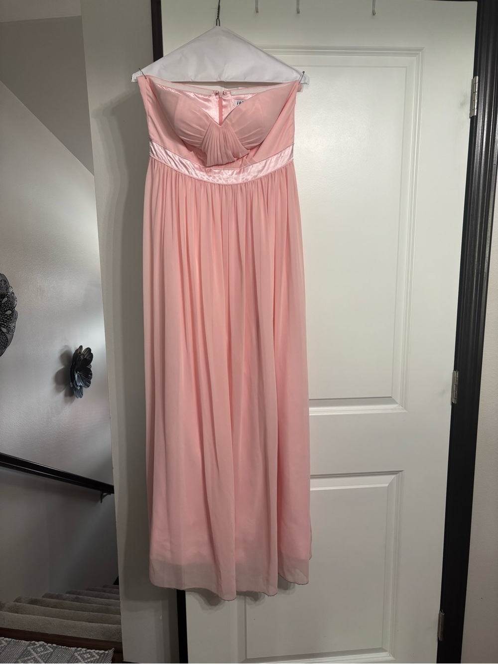 Strapless Blush Pink Chiffon Evening Gown